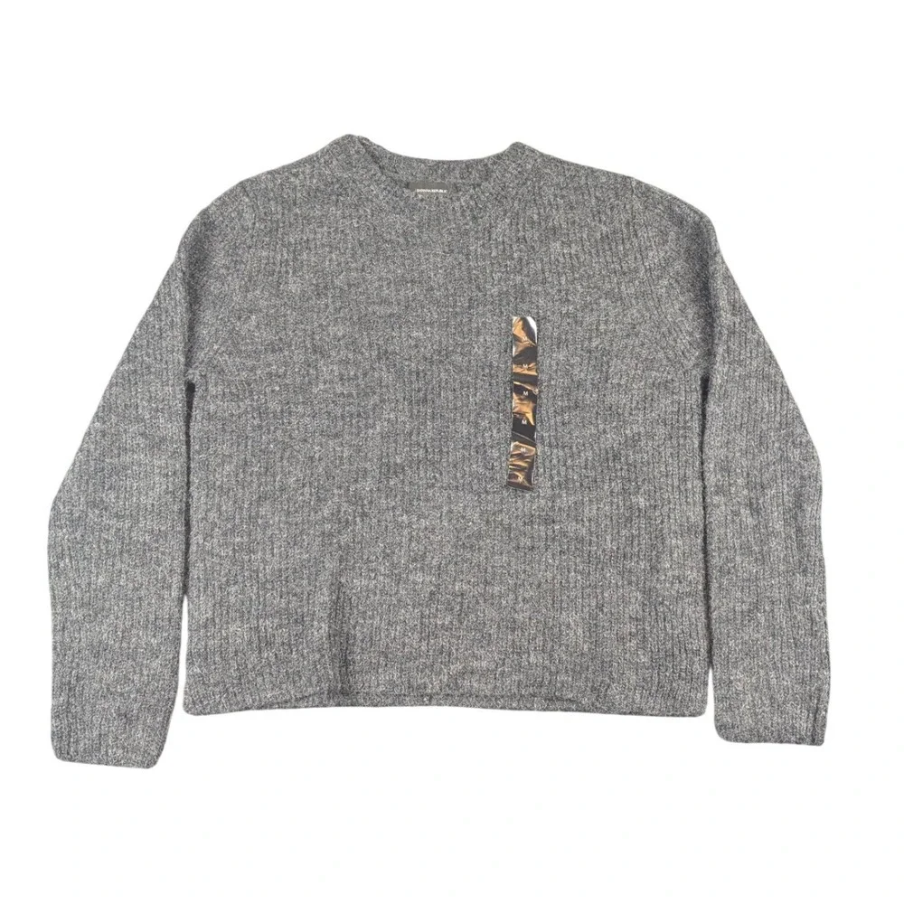 Banana Republic Mens M Gray Alpaca Wool Blend Fuzzy Crewneck Sweater 508998-01-1